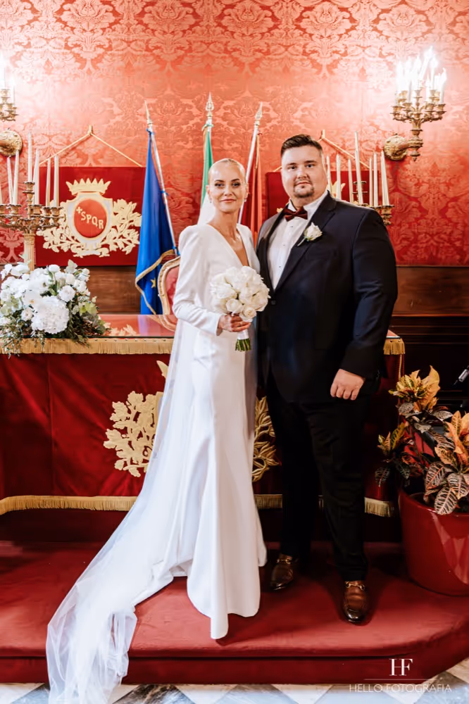 Ślub w Rzymie. Czerwona sala na Kapitolu. Zdjęcie 9